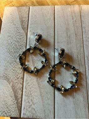 🌸Banana Republic Statement Hoop Earrings with Blue and Yellow Crystals